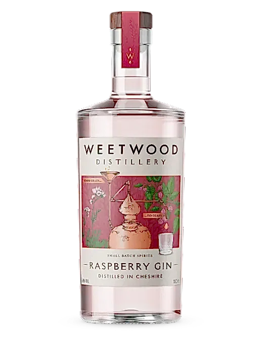 Raspberry Gin 2 Weetwood Distillery Raspberry Gin bottle
